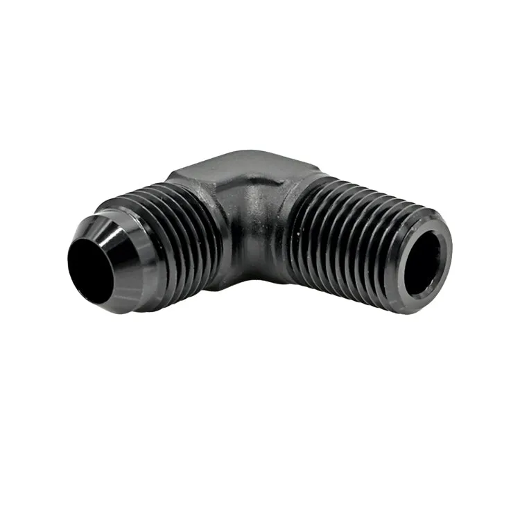 -10AN Male AN Flare to 1/2" Male NPT 90° Adapter, Black Hard Anodized