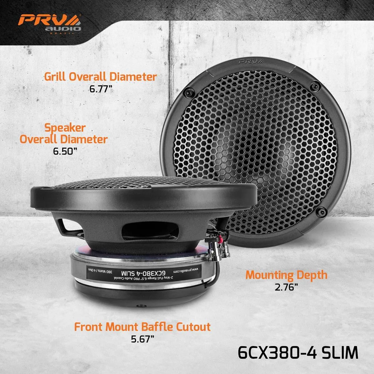 2 x PRV Audio 6CX380-4 SLIM 2-Way Full range 6.5" Pro Audio Coaxial