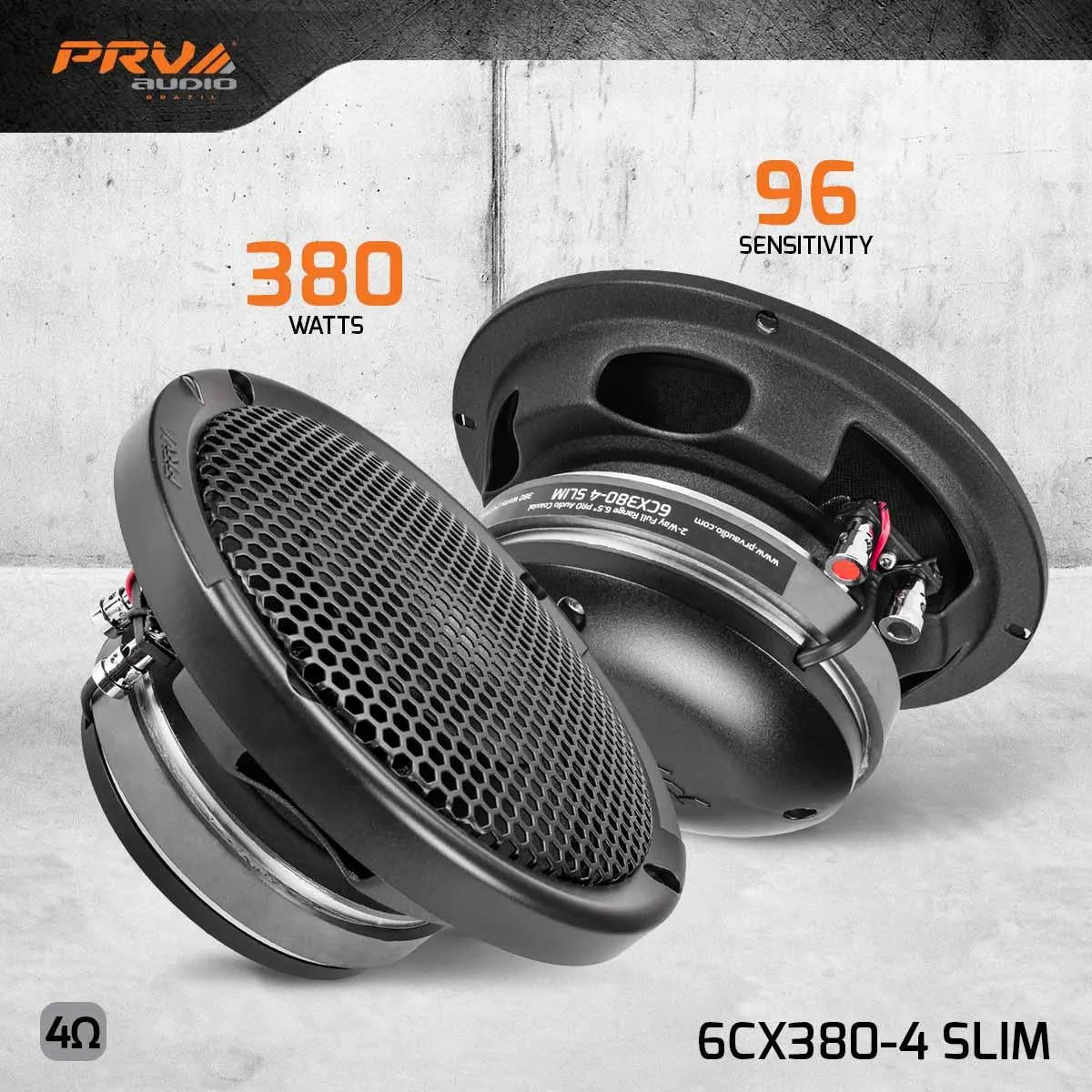 2 x PRV Audio 6CX380-4 SLIM 2-Way Full range 6.5" Pro Audio Coaxial