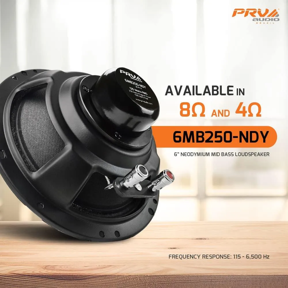 2x PRV Audio 6MB250-NDY-4 Midbass Neodymium 6.5" Speakers 4 Ohm 6MB PRO Neo 500W