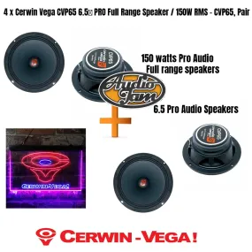 4 x Cerwin Vega CVP65 6.5″ PRO Full Range Speaker / 150W RMS – CVP65,Two Pair