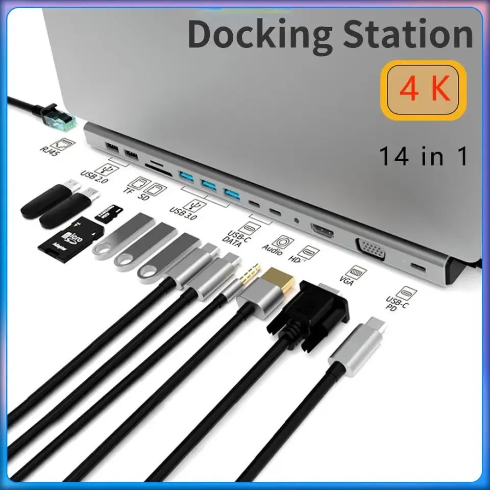 7 in 1USB C Laptop Docking Station HUB To HDMI-compatible USB Hub Adapter