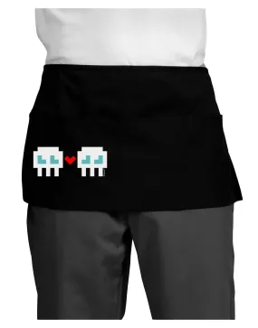 8-Bit Skull Love - Boy and Boy Dark Adult Mini Waist Apron, Server Apron