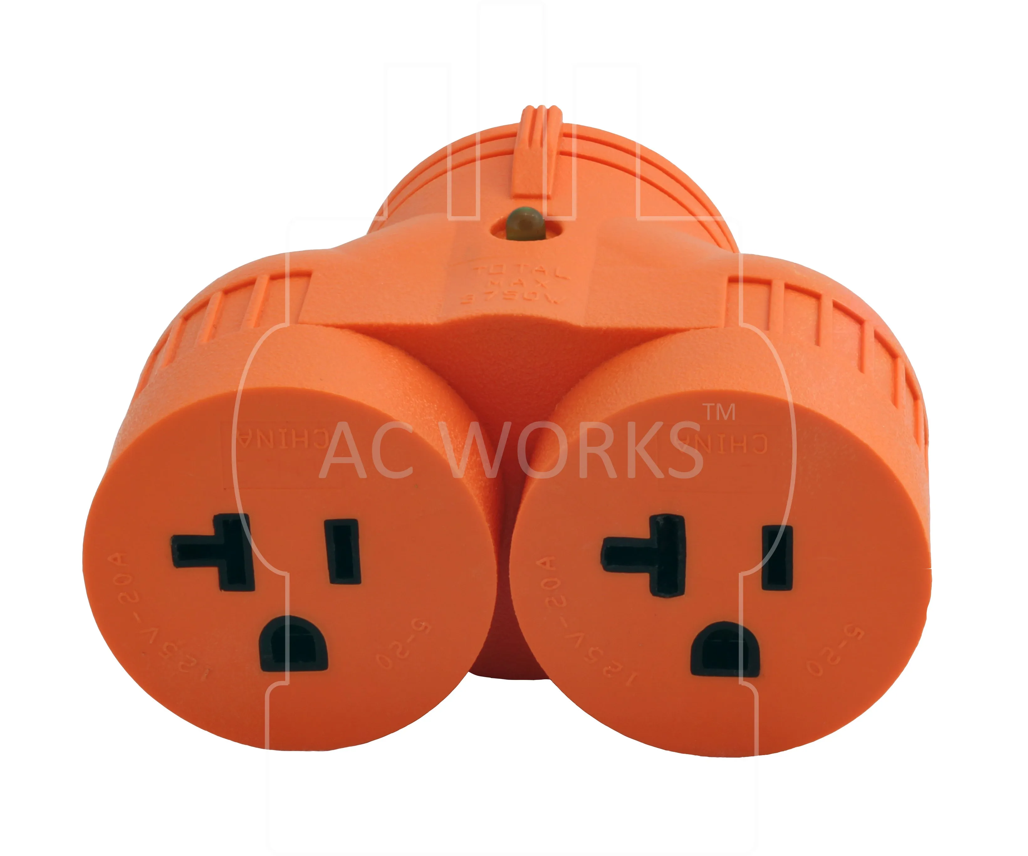 AC WORKS® V-DUO [ADVL1420520] Adapter L14-20P 20A 4-Prong Plug to (2) 15/20A Household Connectors