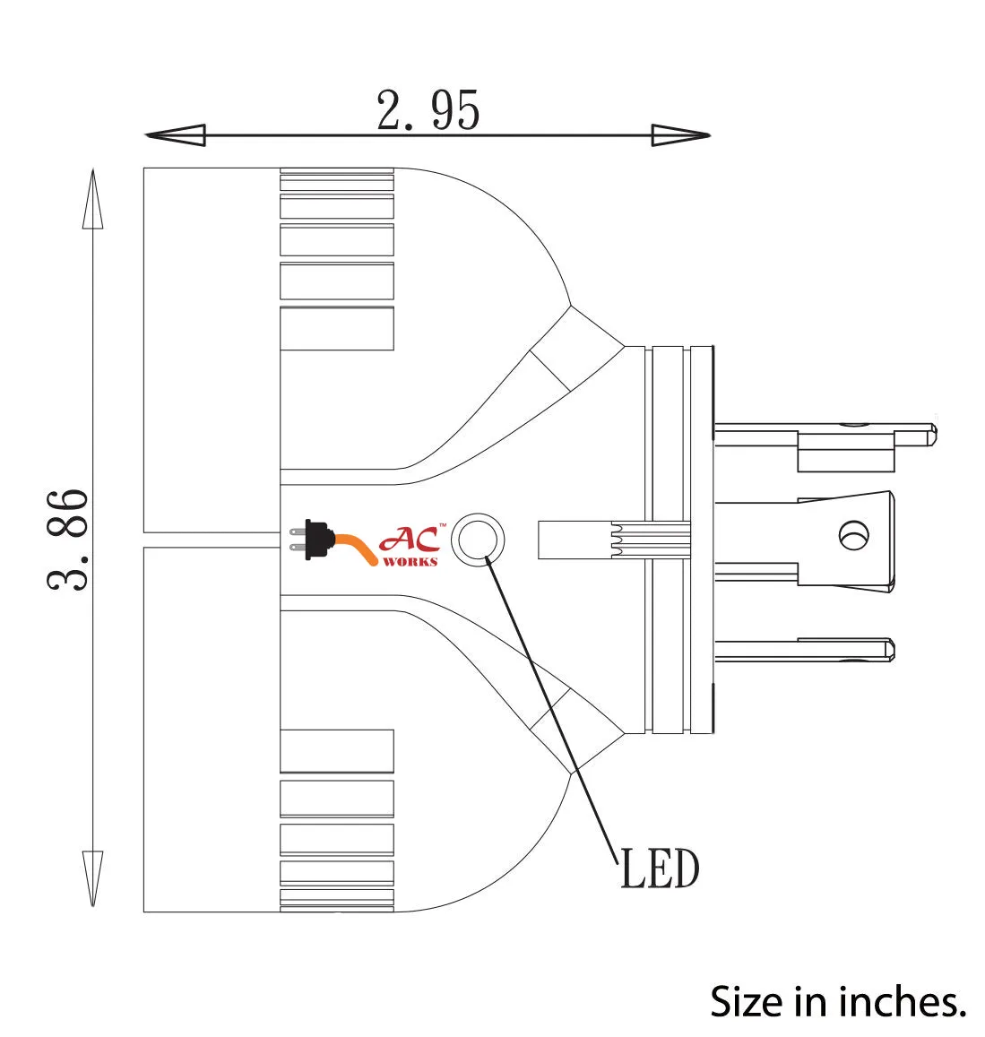 AC WORKS® V-DUO [ADVL1420520] Adapter L14-20P 20A 4-Prong Plug to (2) 15/20A Household Connectors