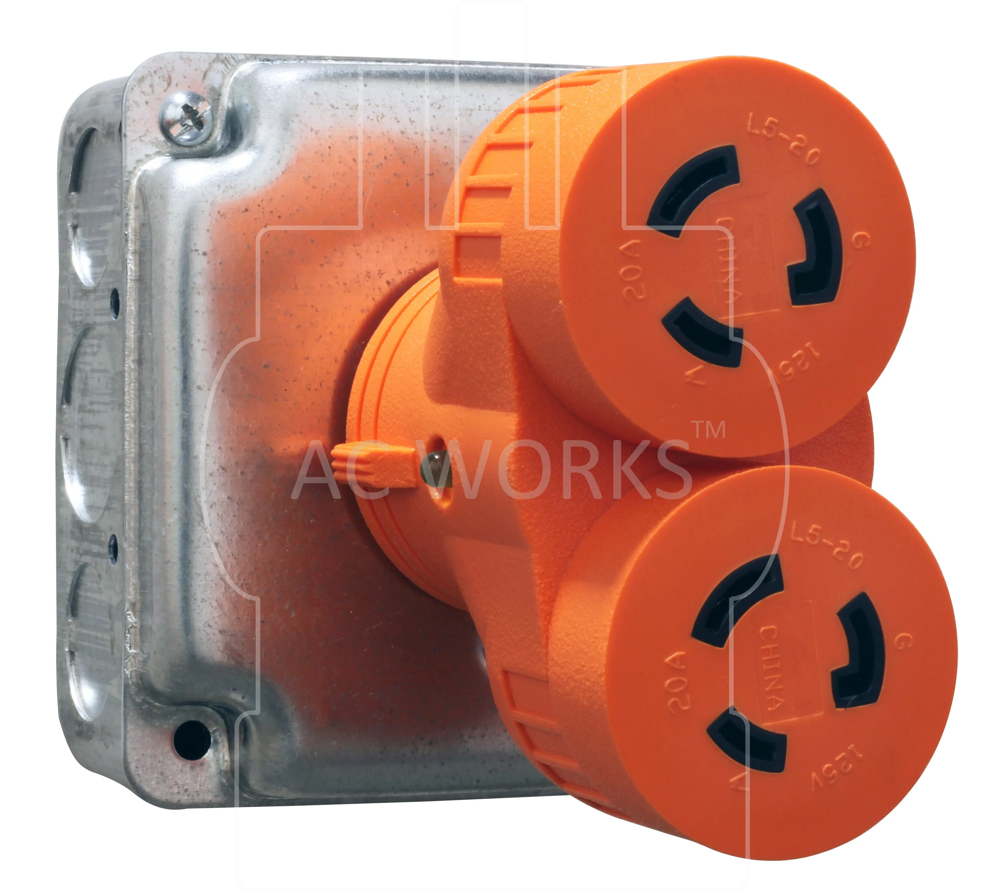 AC WORKS® V-DUO [ADVL520L520] Adapter L5-20P 20A 125V 3-Prong Plug to Two L5-20R 20A 125V Connectors