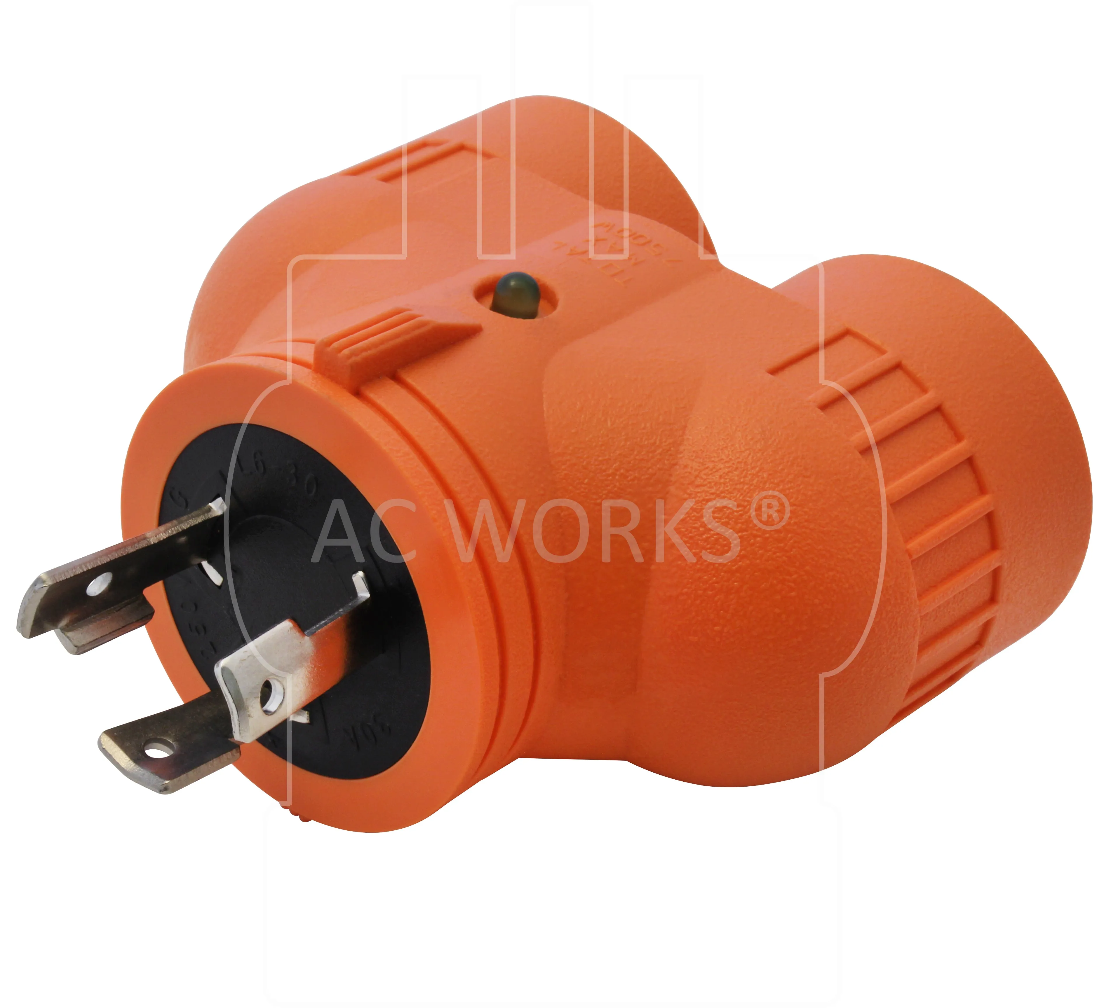 AC WORKS® V-DUO [ADVL630620] Adapter L6-30P 30A 250V 3-Prong Locking Plug to (2) 6-20R HVAC Connectors