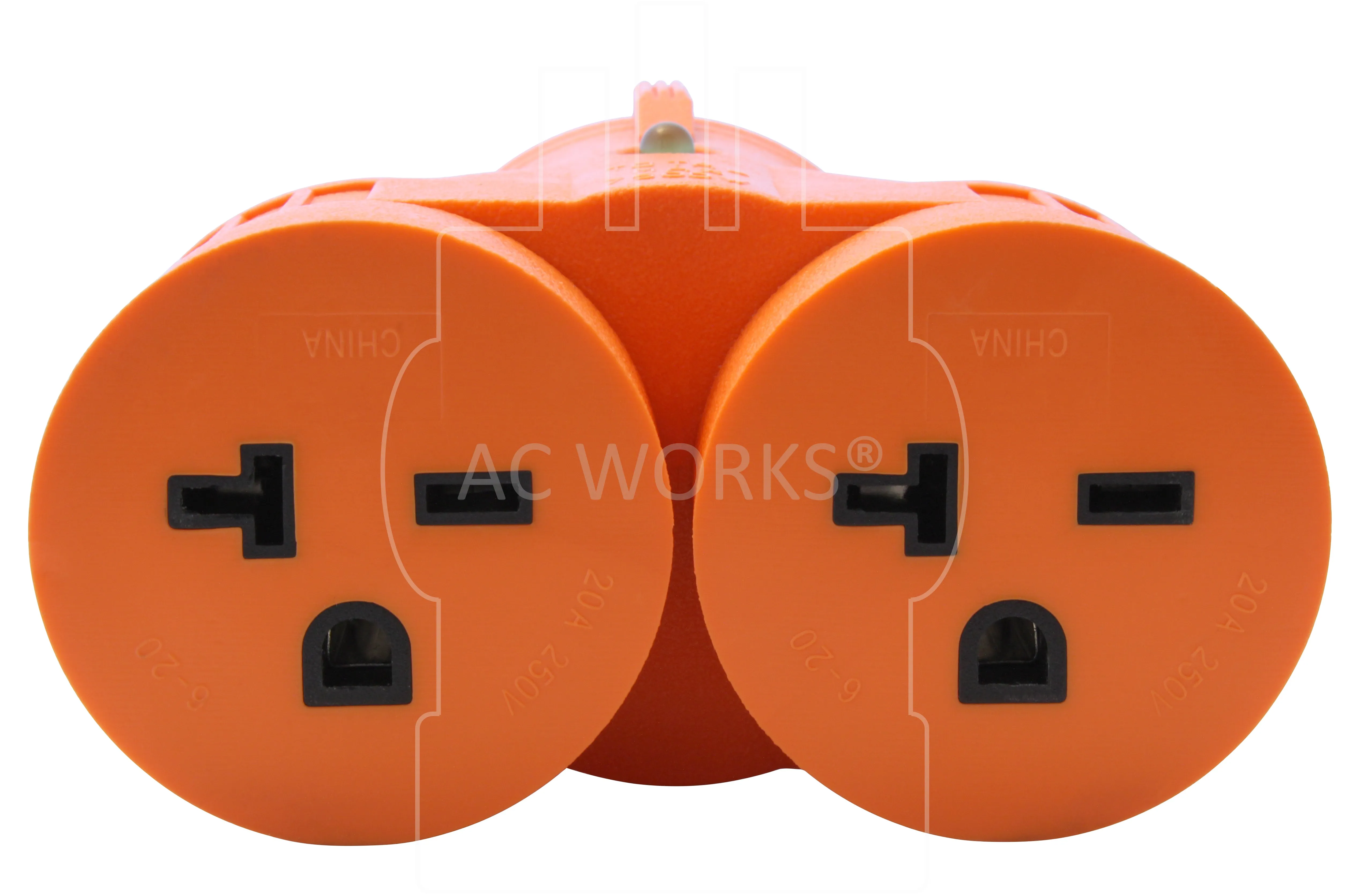 AC WORKS® V-DUO [ADVL630620] Adapter L6-30P 30A 250V 3-Prong Locking Plug to (2) 6-20R HVAC Connectors