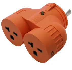 AC WORKS® V-DUO [ADVL630620] Adapter L6-30P 30A 250V 3-Prong Locking Plug to (2) 6-20R HVAC Connectors