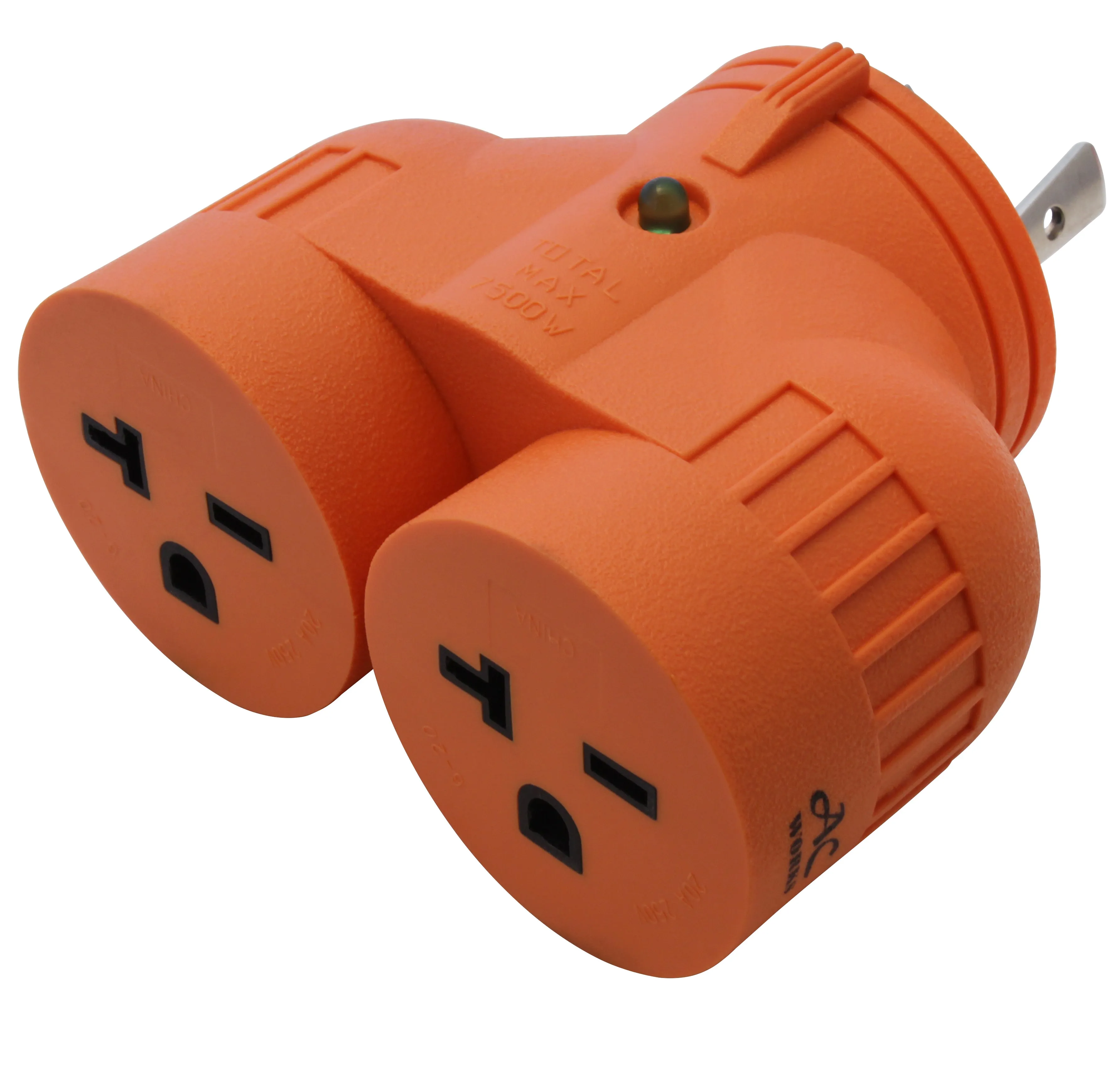 AC WORKS® V-DUO [ADVL630620] Adapter L6-30P 30A 250V 3-Prong Locking Plug to (2) 6-20R HVAC Connectors