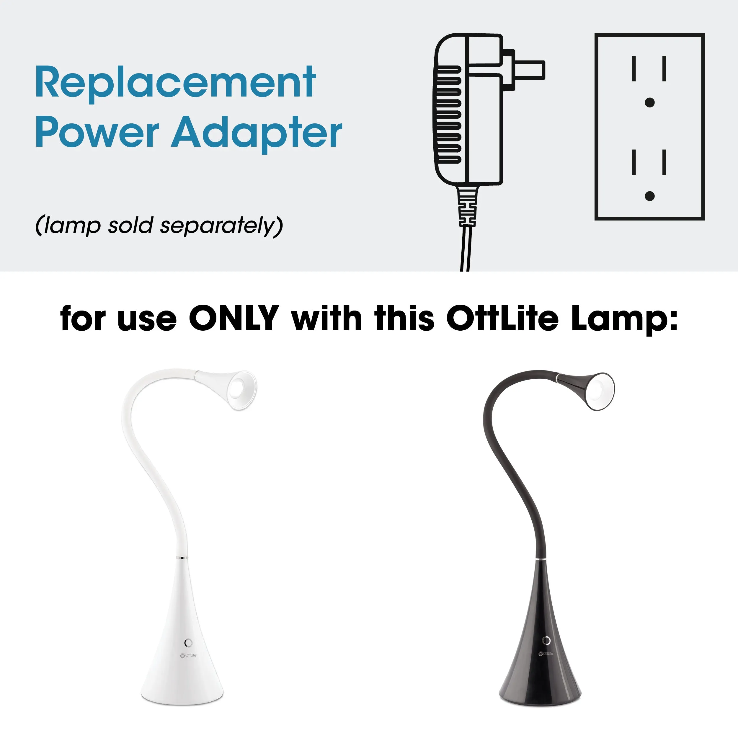 Adapter for OttLite FlexNeck LED Desk Lamp with USB Charging