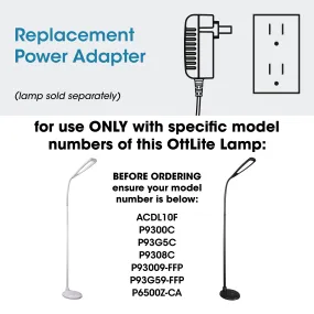 Adapter for OttLite Natural Daylight LED Flex Floor Lamp