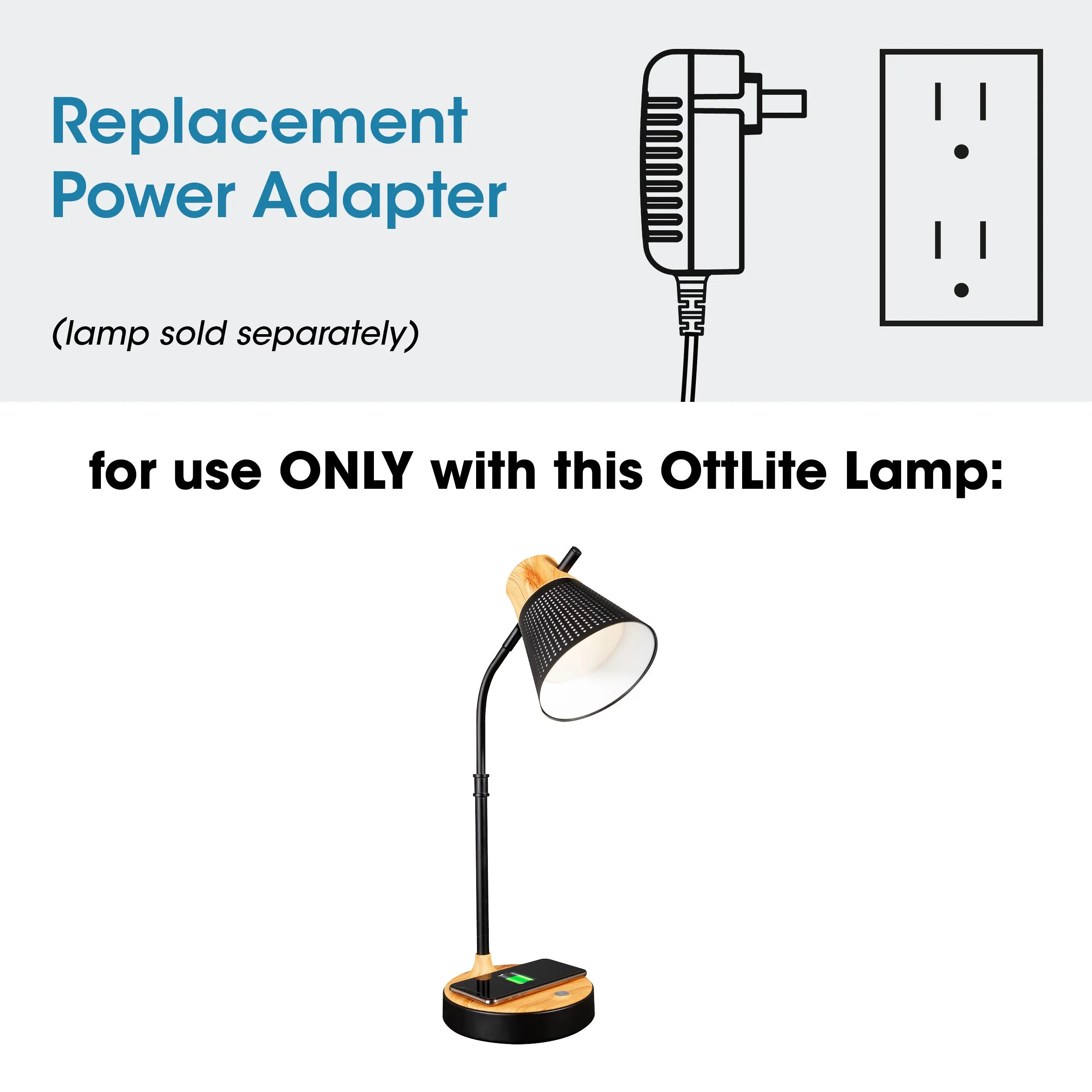 Adapter for OttLite Wireless Charging LED Table Lamp