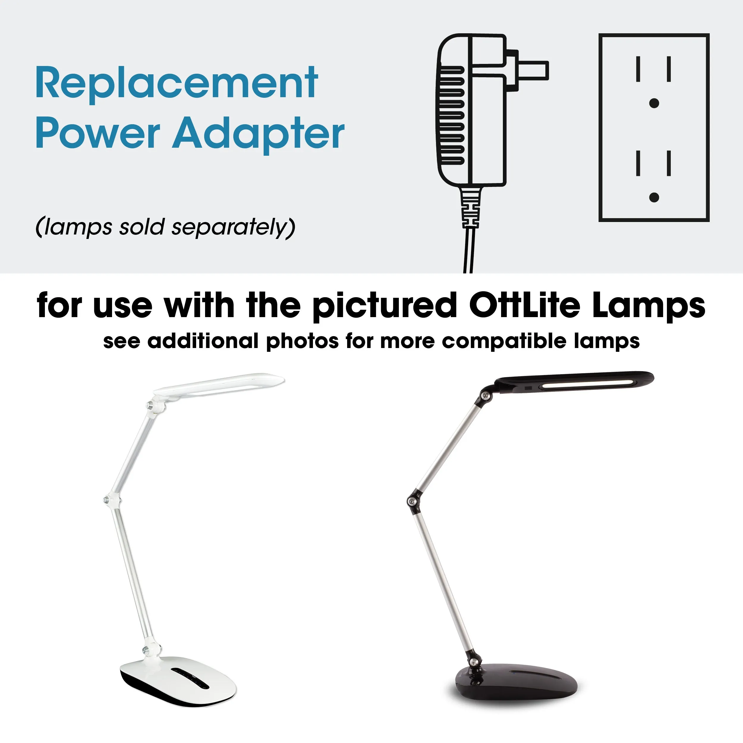 Adapter for Renew LED Desk Lamp and Specific OttLite WorkWell Lamps