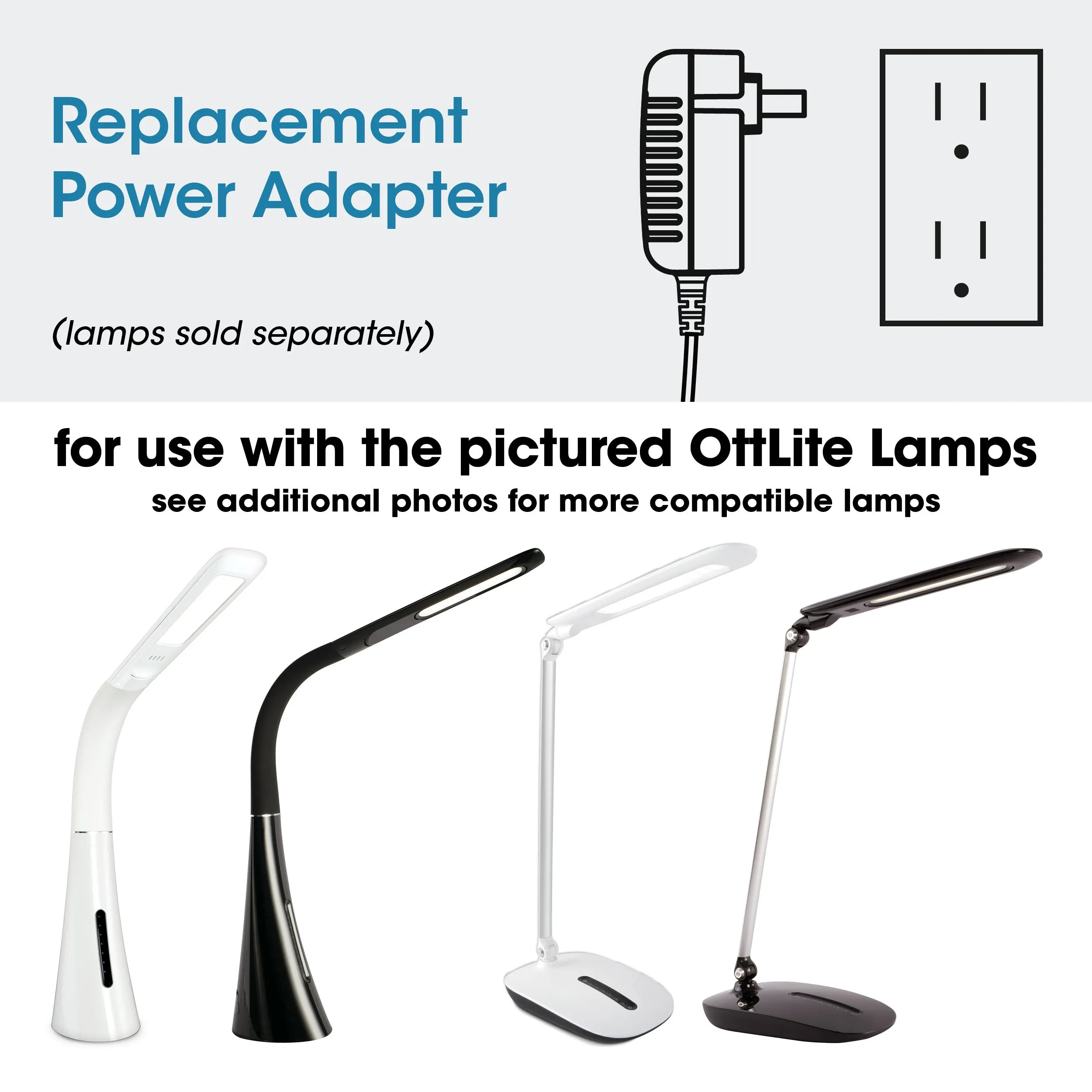 Adapter for Renew LED Desk Lamp and Specific OttLite WorkWell Lamps