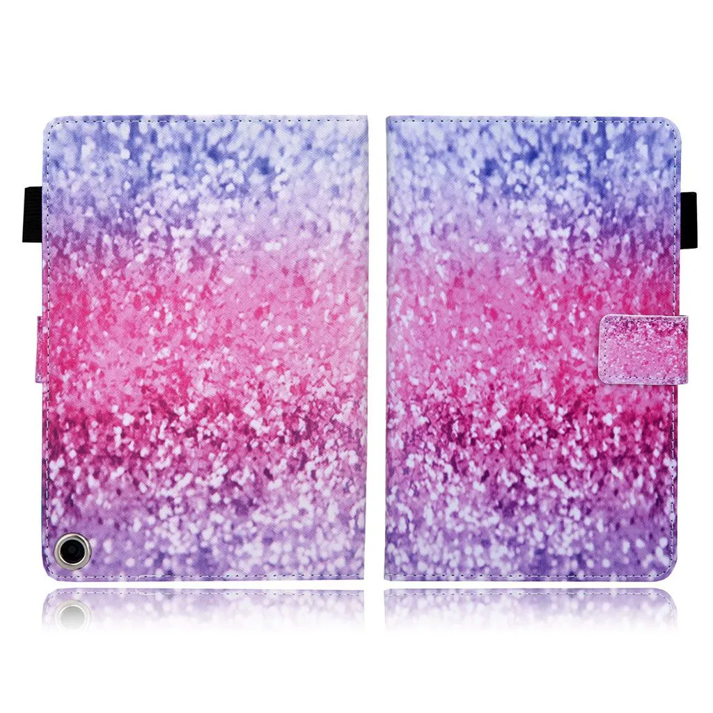 Amazon Fire HD 8 (2020) stylish pattern leather flip case - Rose Glittery Elements