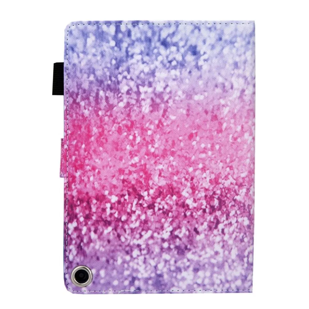 Amazon Fire HD 8 (2020) stylish pattern leather flip case - Rose Glittery Elements