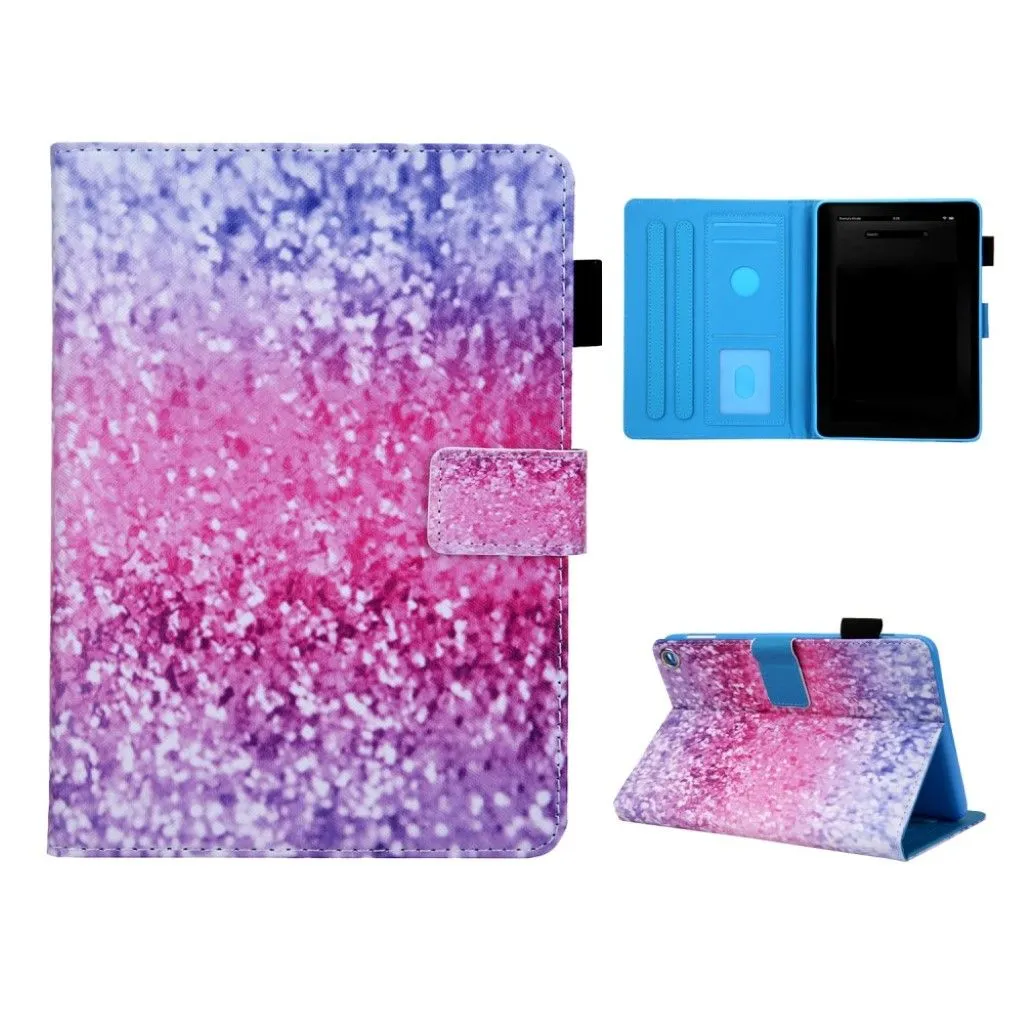 Amazon Fire HD 8 (2020) stylish pattern leather flip case - Rose Glittery Elements