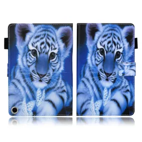 Amazon Fire HD 8 (2020) stylish pattern leather flip case - Tiger and Butterfly