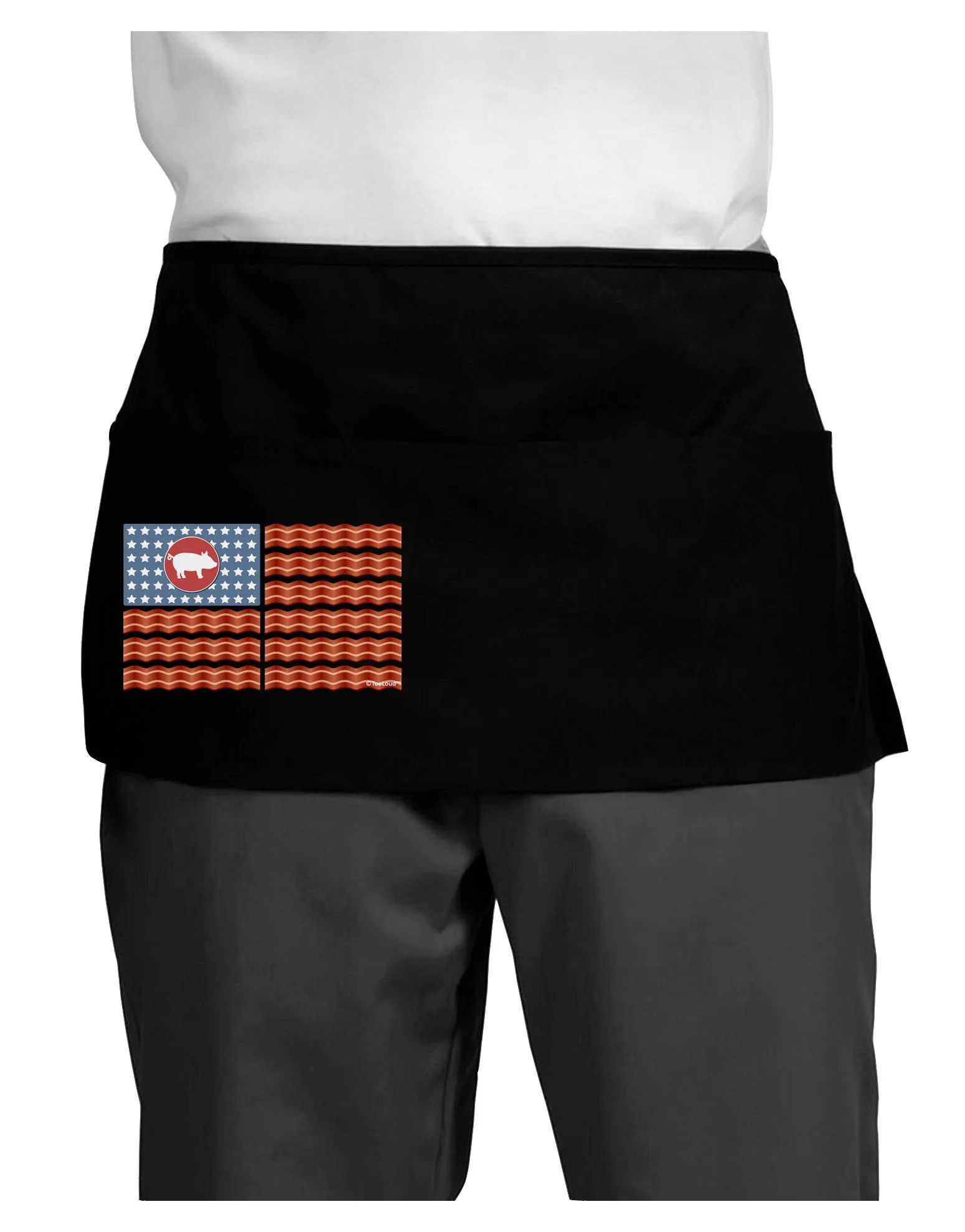 American Bacon Flag Dark Adult Mini Waist Apron, Server Apron