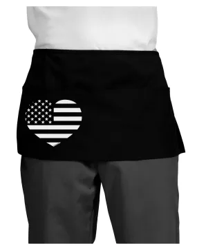 American Flag Heart Design - Stamp Style Dark Adult Mini Waist Apron, Server Apron by TooLoud