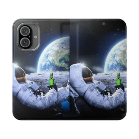 Amusing Space Astronaut & Beer Collage - Flip Phone Case