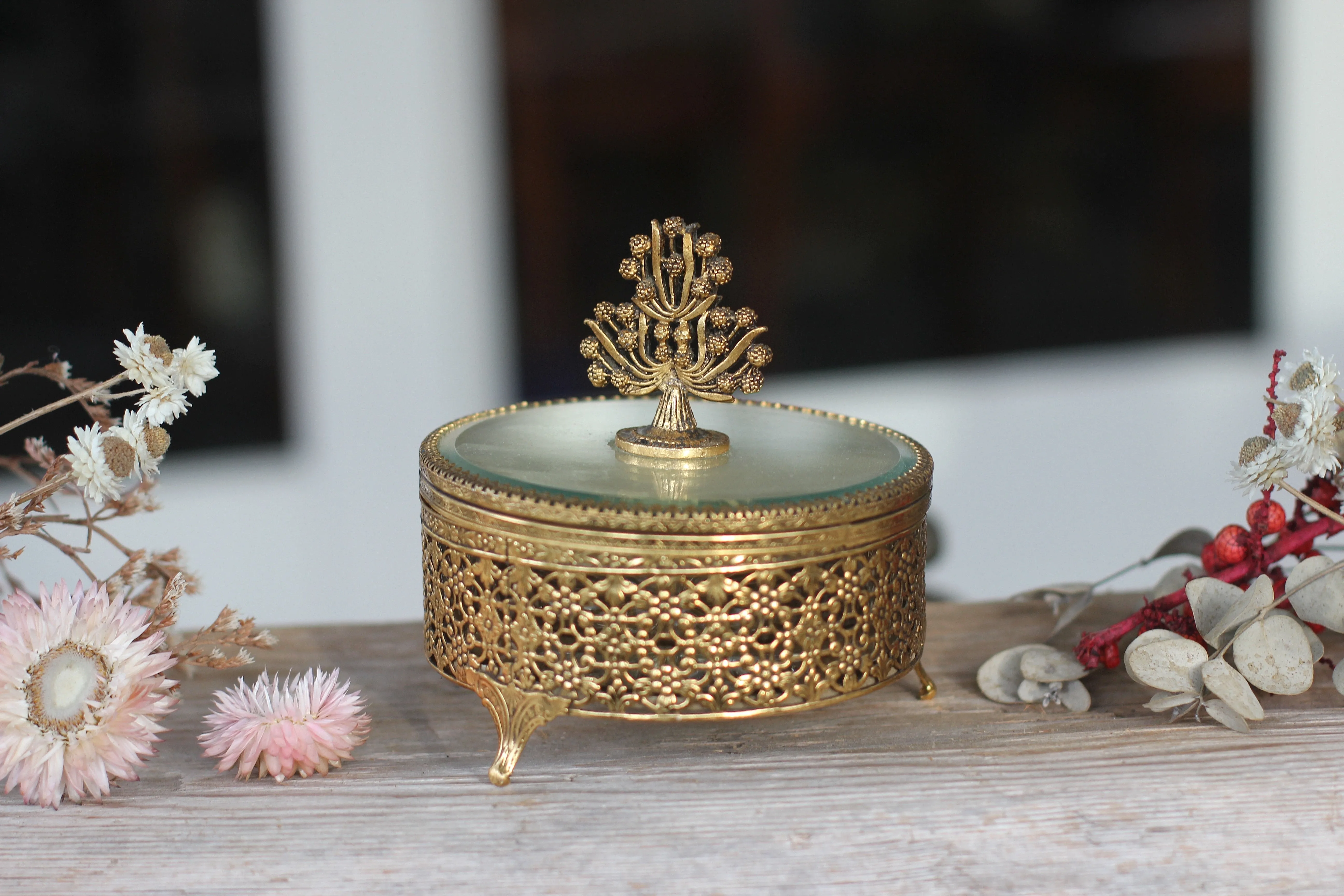 Antique Filigree Botanical Jar