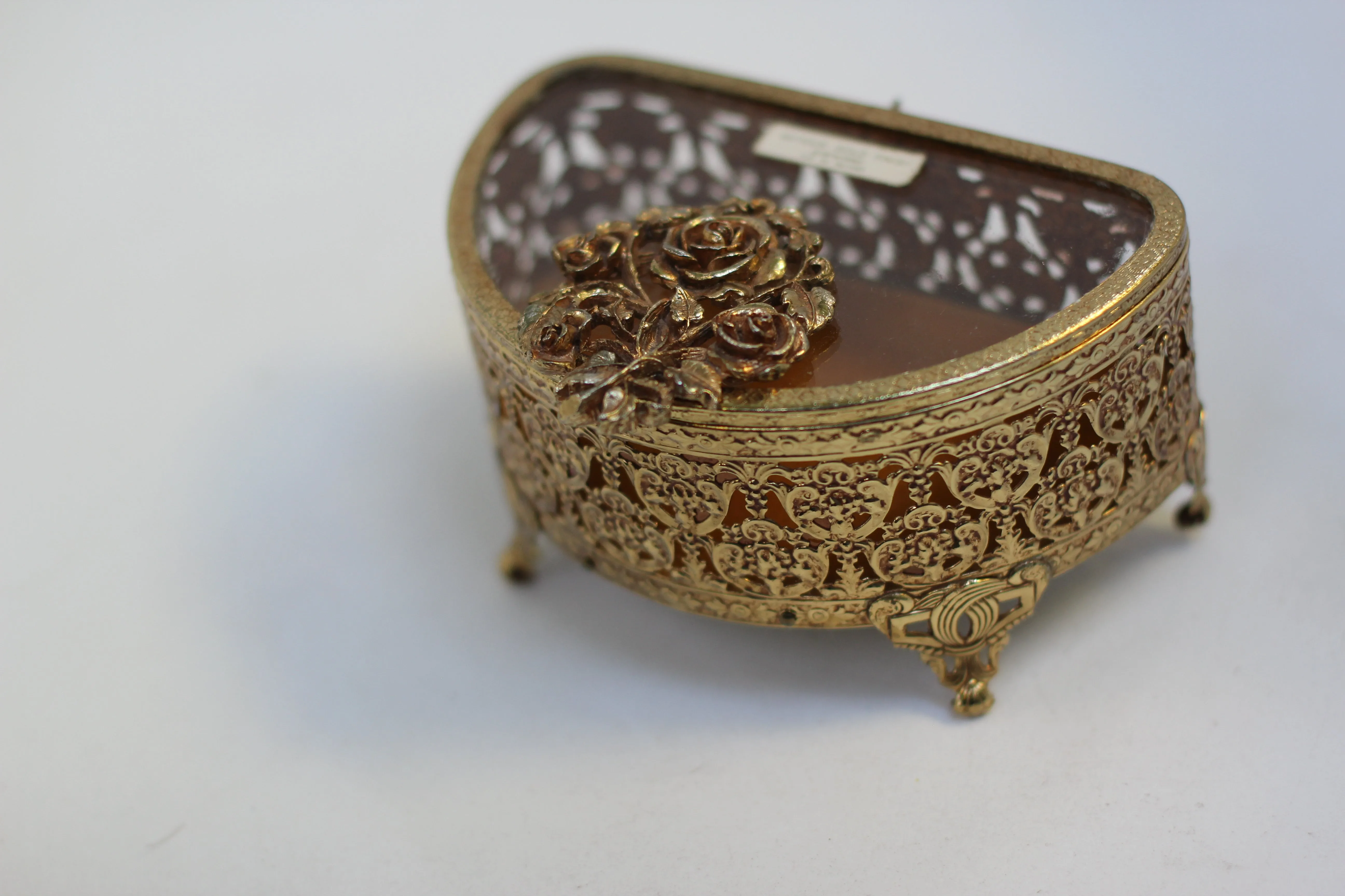 Antique Stylebuilt Floral Jewelry Box