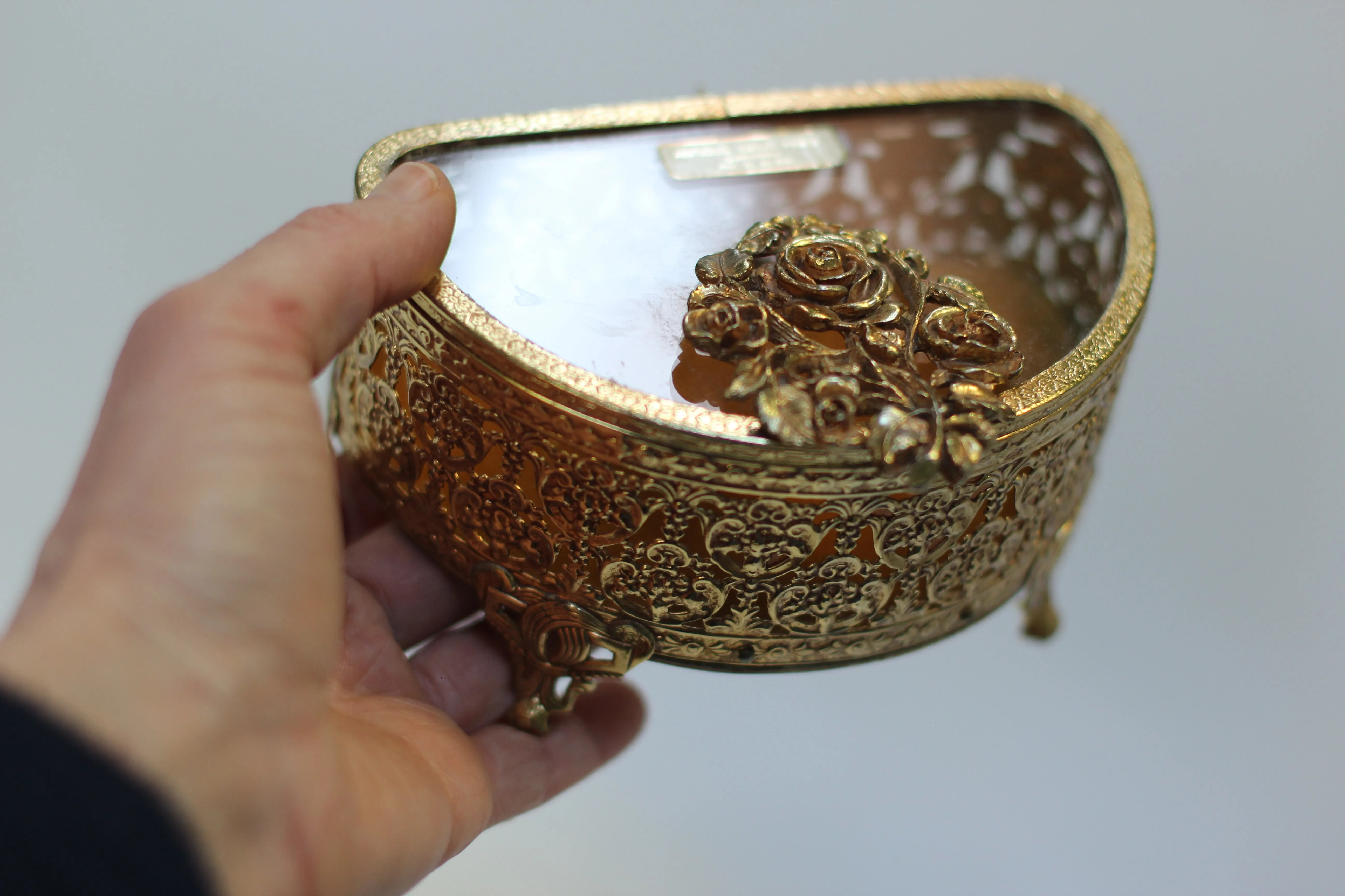 Antique Stylebuilt Floral Jewelry Box