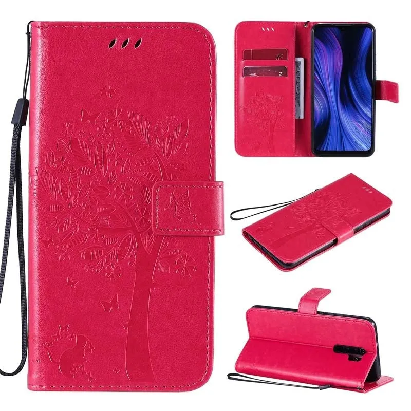 Anymob Samsung Case Red Tree Luxury Wallet Phone Flip Leather Cover With Card Slot Protection