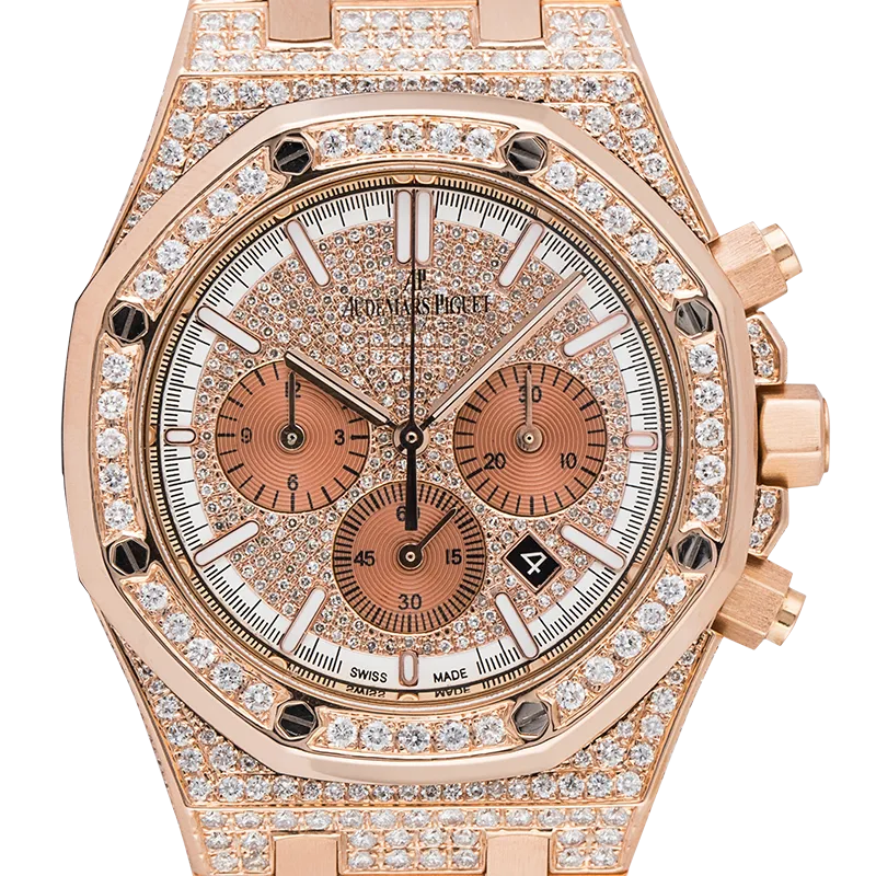 Audemars Piguet Royal Oak Chronograph 41mm Rose Gold Custom Diamond Set