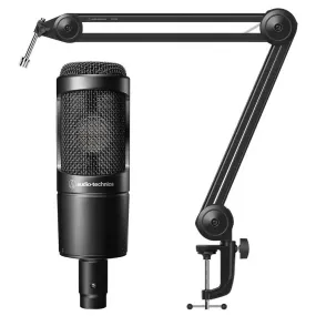 Audio Technica AT2035 Large Diaphragm Cardioid Condenser w/ Boom Arm - Bundle