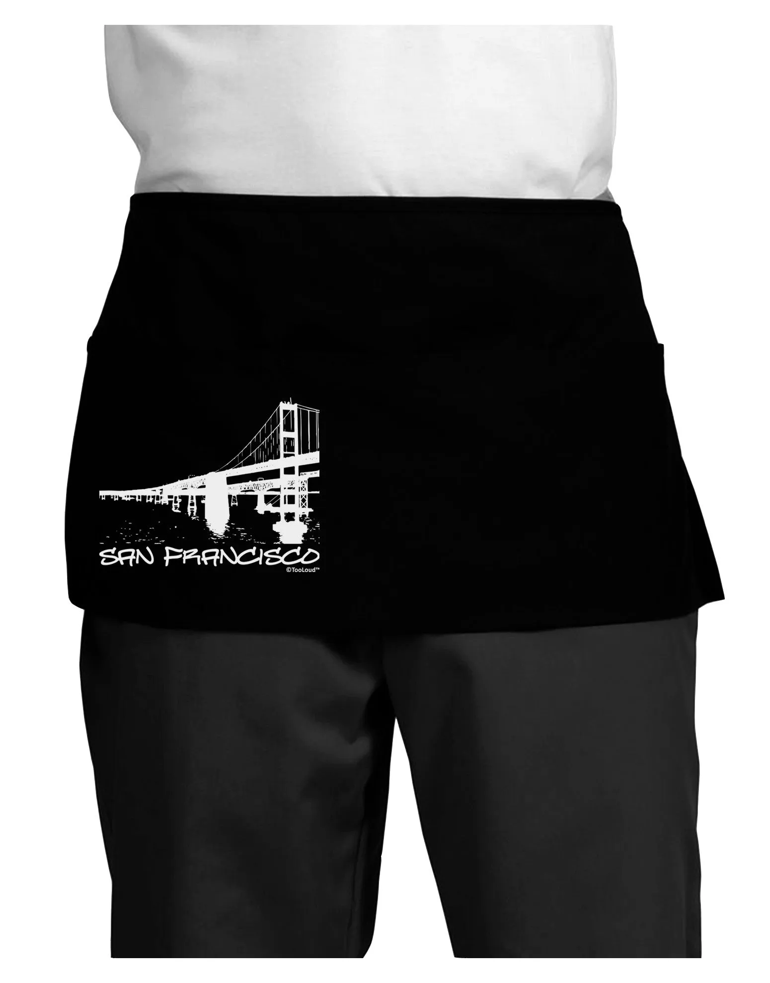 Bay Bridge Cutout Design - San Francisco Dark Adult Mini Waist Apron, Server Apron by TooLoud