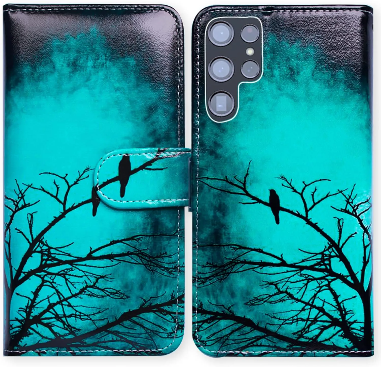 Bcov Galaxy S22 Ultra Case Dream Catcher Galaxy Sky Leather Flip Phone Case