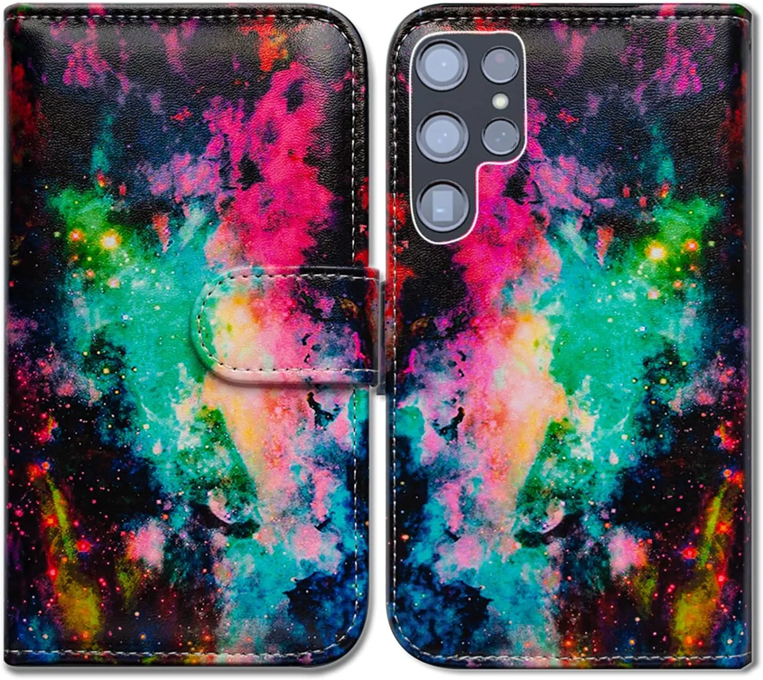 Bcov Galaxy S22 Ultra Case Dream Catcher Galaxy Sky Leather Flip Phone Case