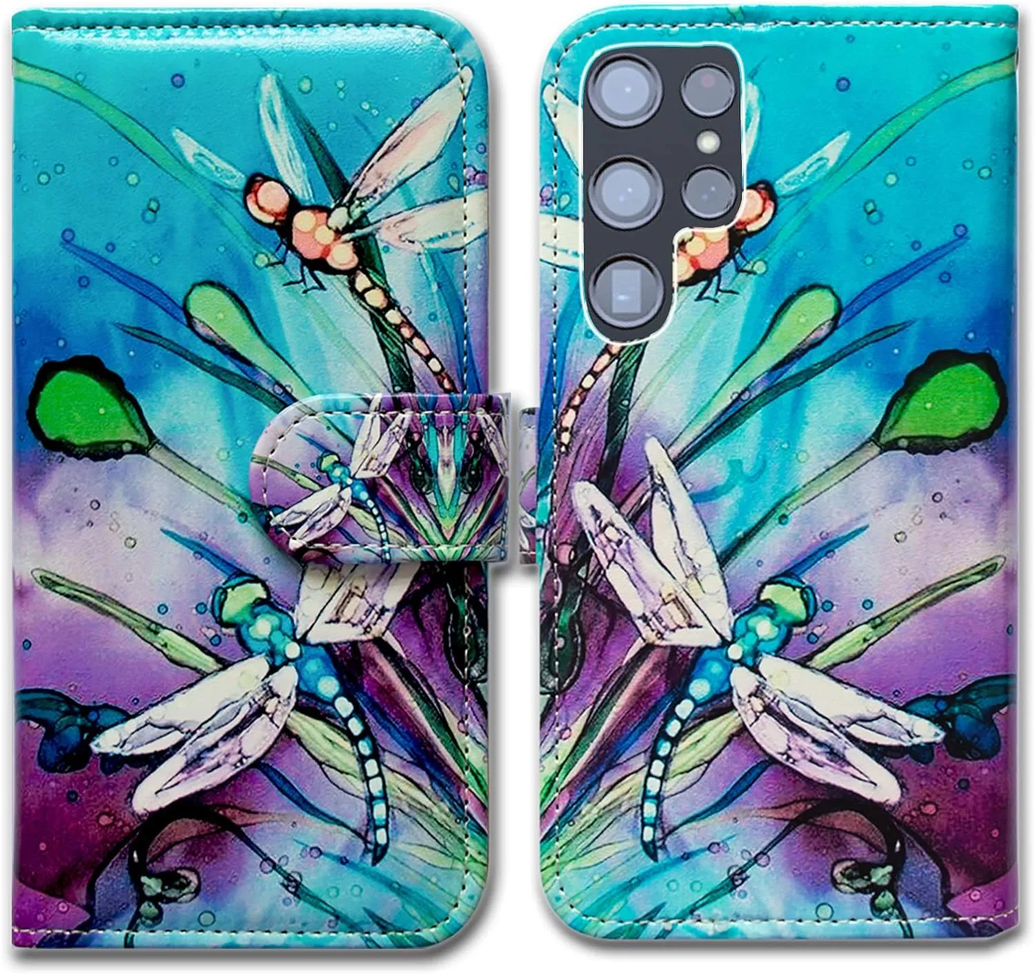 Bcov Galaxy S22 Ultra Case Dream Catcher Galaxy Sky Leather Flip Phone Case