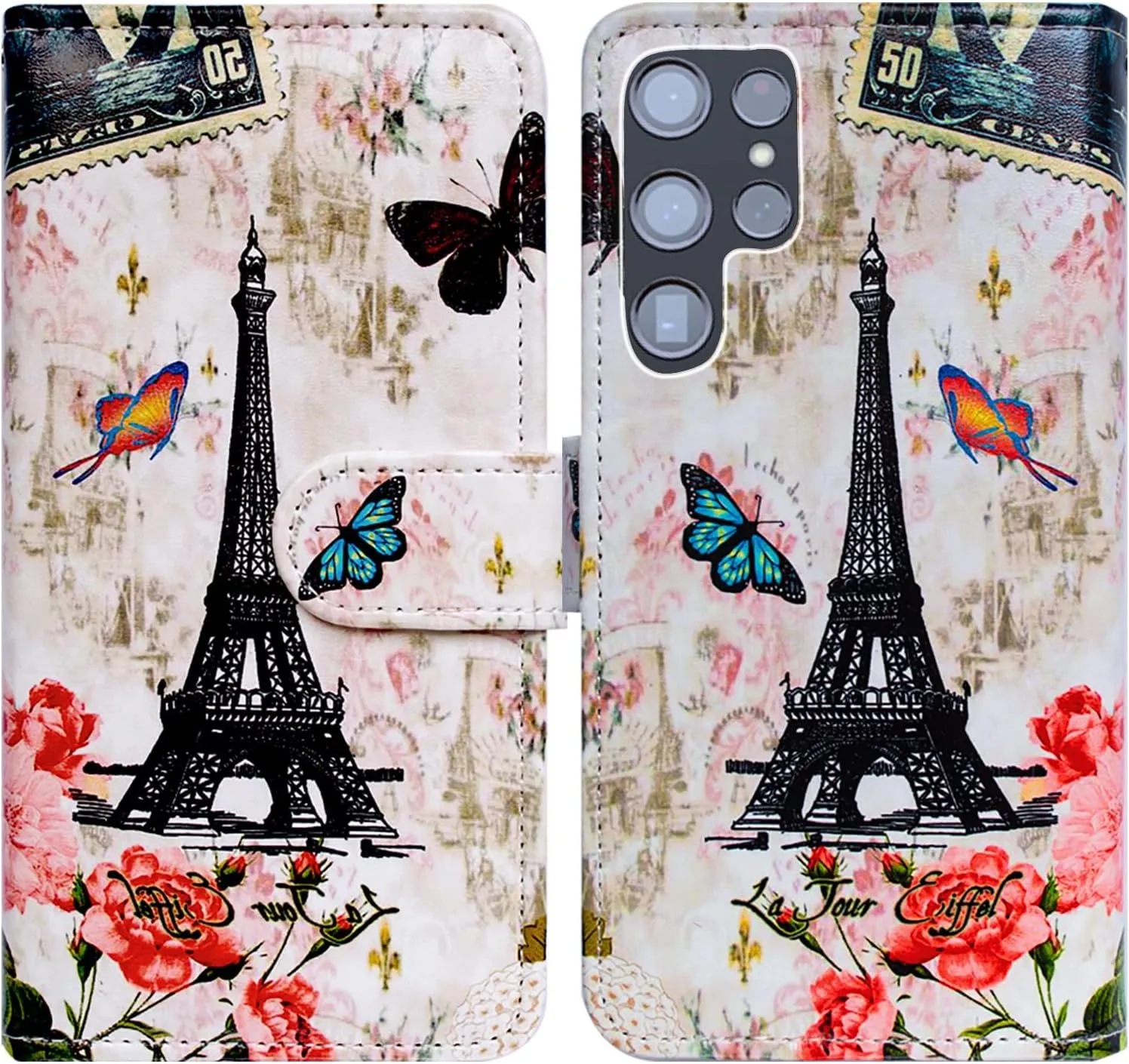 Bcov Galaxy S22 Ultra Case Dream Catcher Galaxy Sky Leather Flip Phone Case