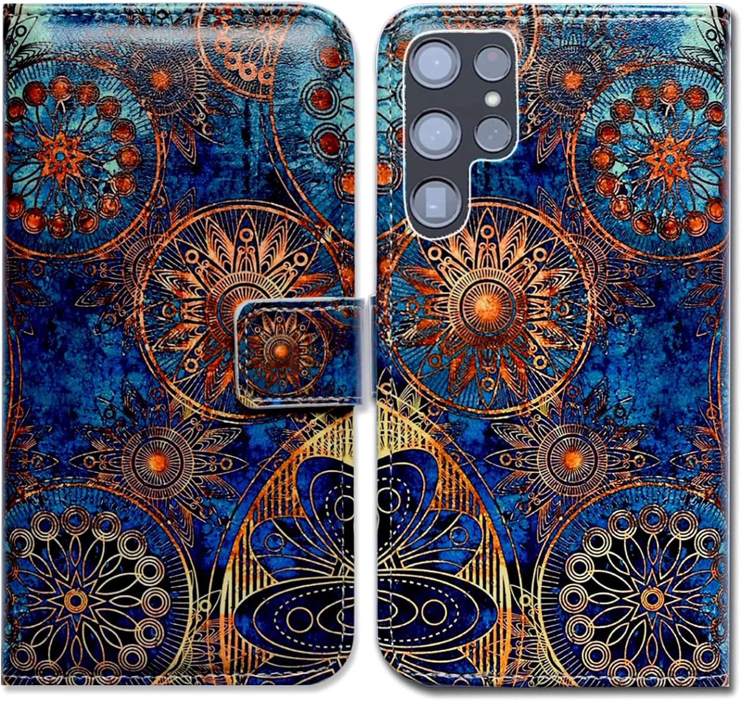 Bcov Galaxy S22 Ultra Case Dream Catcher Galaxy Sky Leather Flip Phone Case