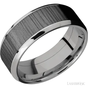 Beveled Edges Treebark1 Finish Wedding Band Titanium 8mm