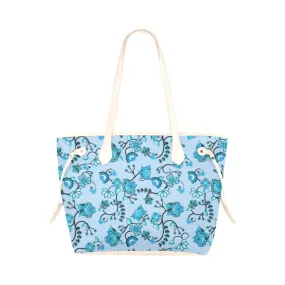 Blue Floral Amour Clover Canvas Tote Bag