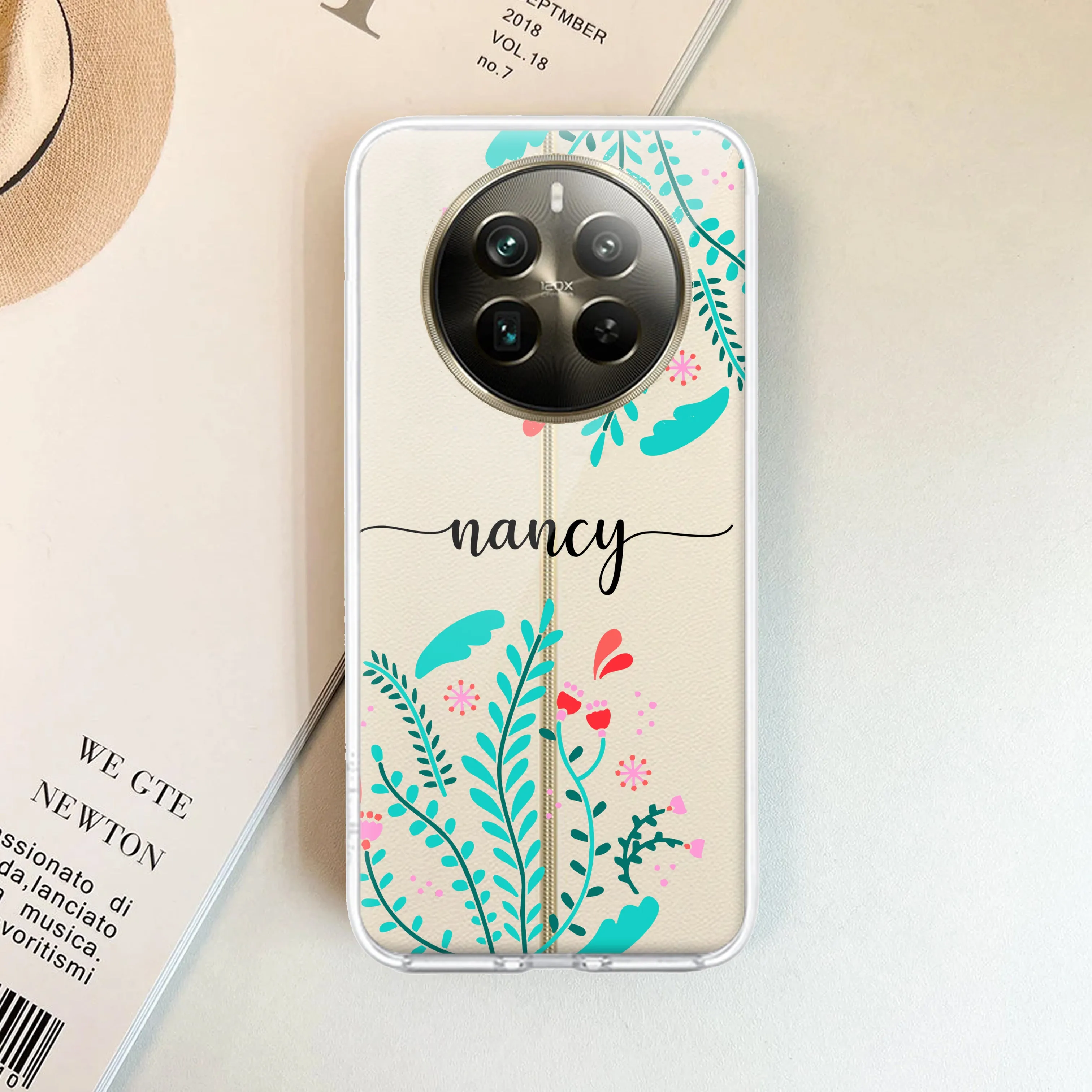 Blue Floral Customize Transparent Silicon Case For Realme/Narzo