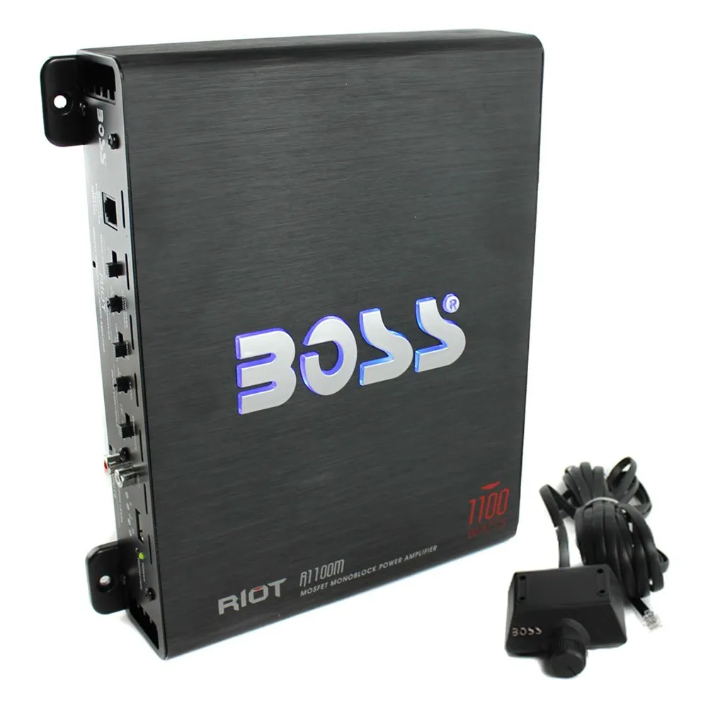 Boss Riot 1100 Watt Monoblock Car Amplifier with 8 Gauge Installation Wiring Kit