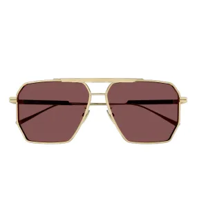 Bottega Veneta Men's Burgundy Aviator Sunglasses