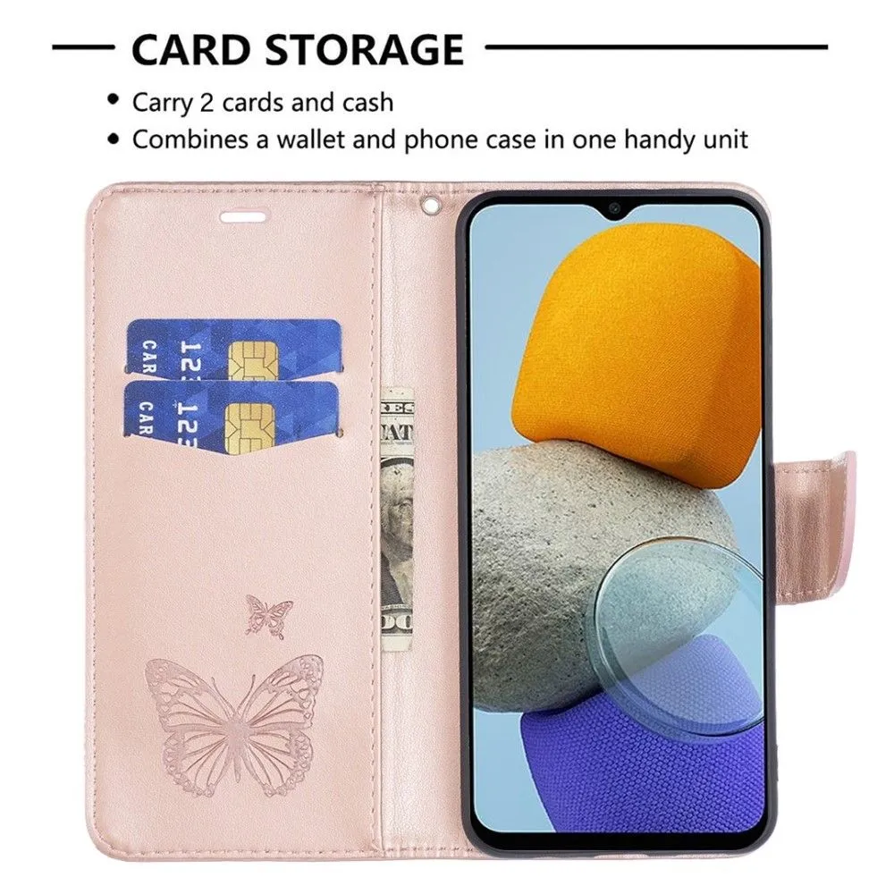 Butterfly Samsung Galaxy M53 5G flip case - Rose Gold