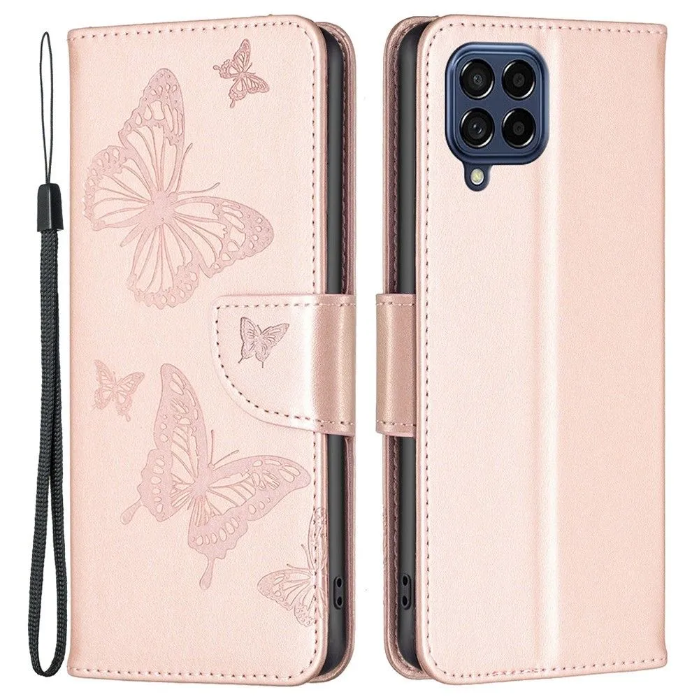 Butterfly Samsung Galaxy M53 5G flip case - Rose Gold