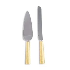 Cake Serving Set - Hammered Gold & Silver