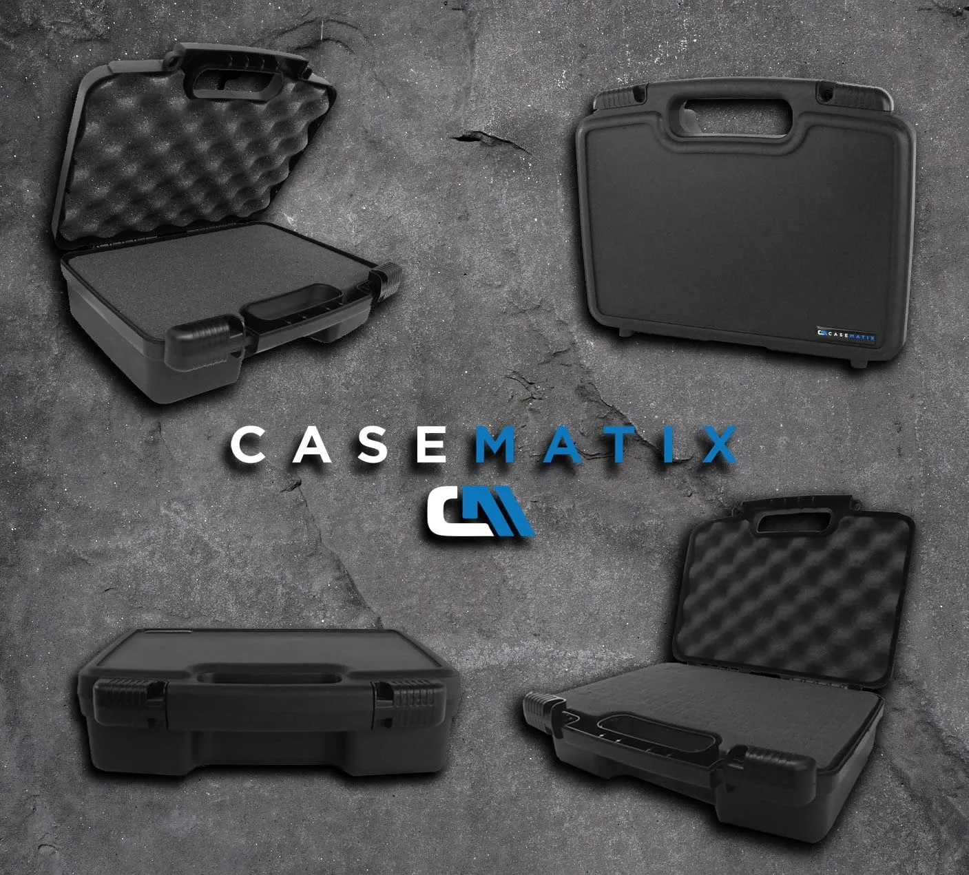 CASEMATIX 12" Customizable Foam Case for Portable Electronics - Hard Carrying Case with Impact-Absorbing Pre-Diced Foam Interior