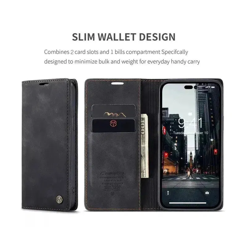 Caseme Magnetic Flip PU Leather Wallet Case for iPhone 6 / 7 / 8 / SE - Black