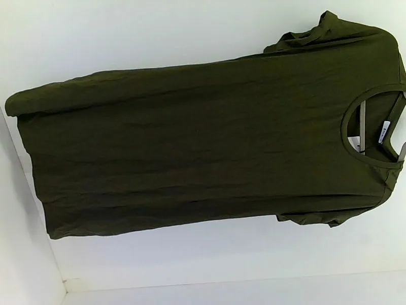 Casual Green Stretch Short Sleeve Dress Large