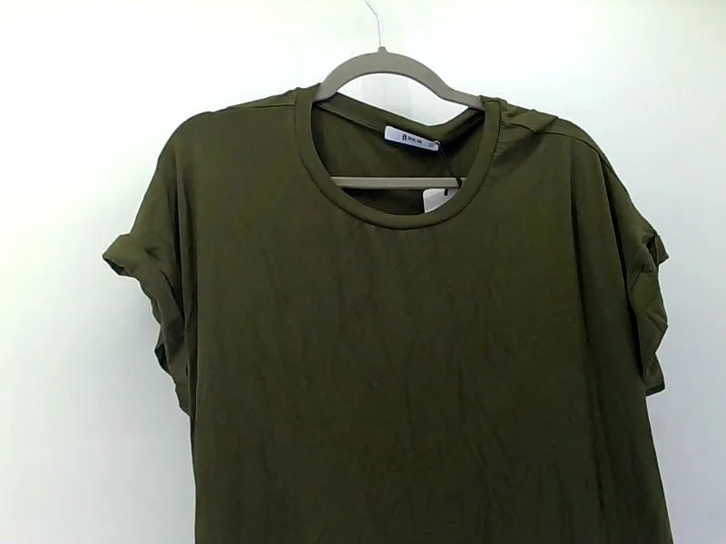 Casual Green Stretch Short Sleeve Dress Large